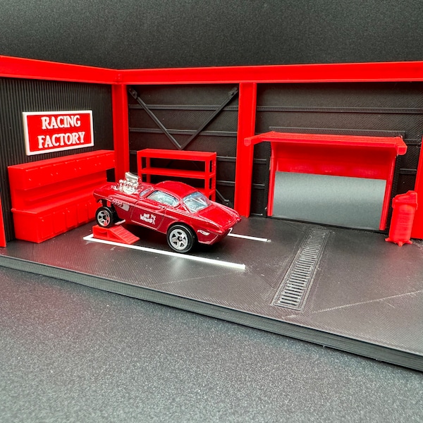 1/64 Scale Diecast Garage Diorama, Full Color 3D Printed, Customizable, Hot Wheels Display, Matchbox, Johnny Lightning