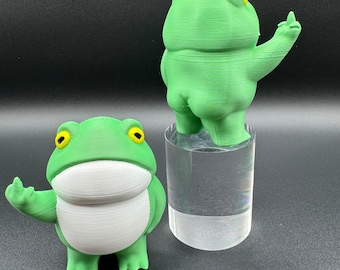 3D Printed Rebellious Frog, Funny Middle Finger Toad, Naughty White Elephant Gift, Rude Frog