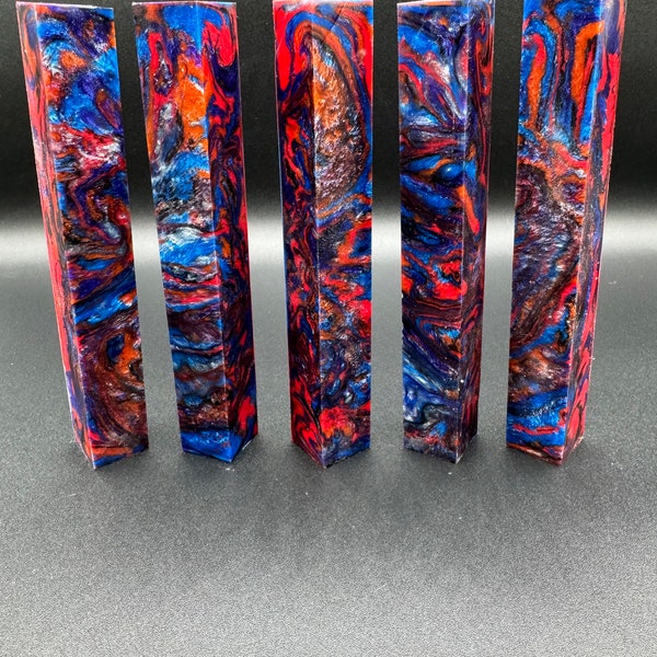 Pen Turning Blank, Alumilite Resin, Comic Book Hero Colors