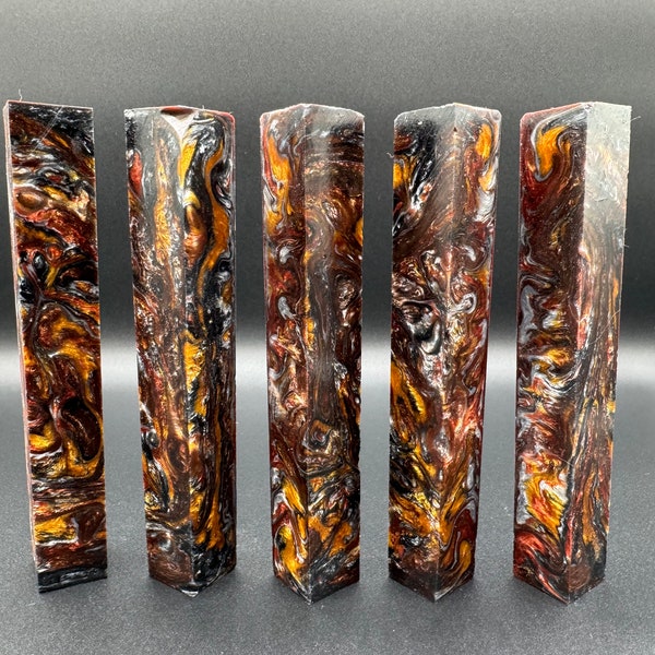 Pen Turning Blank, Alumilite Resin, Twisted Metal Colors