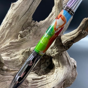 Handcrafted Twist Ballpoint Pen, Gil Elvgren Pin Up Girl, Chrome and Gunmetal Finish