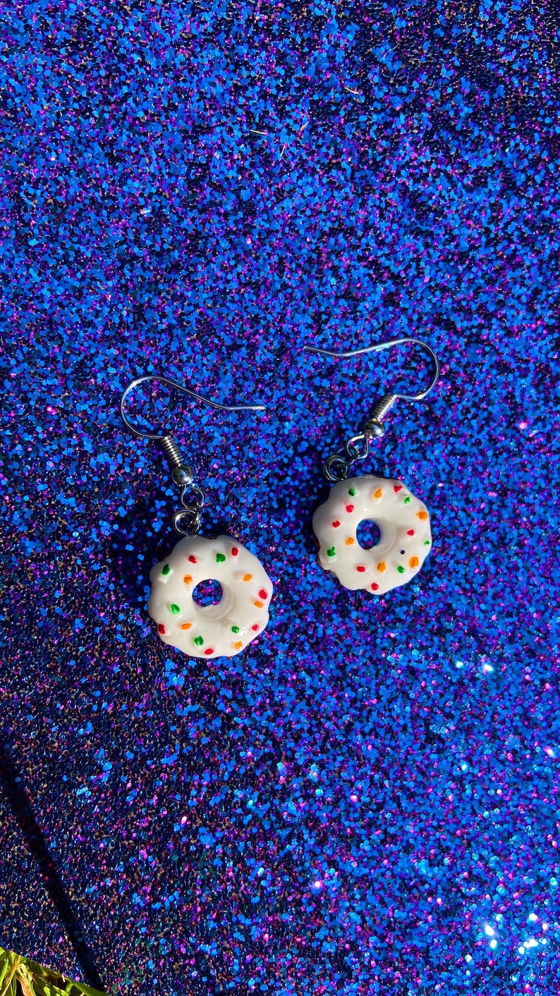 Handmade adorable donut charm earrings