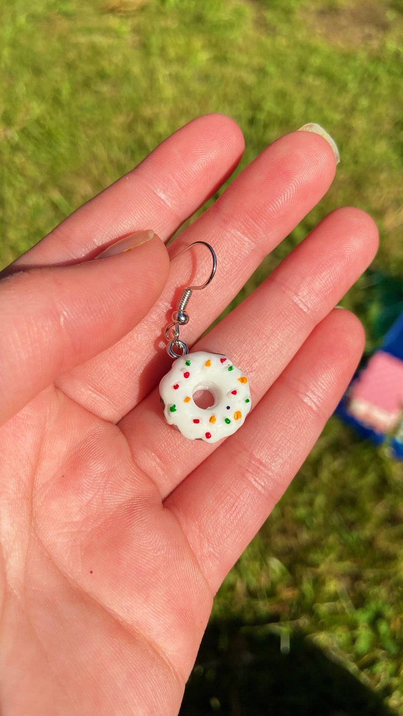Handmade adorable donut charm earrings