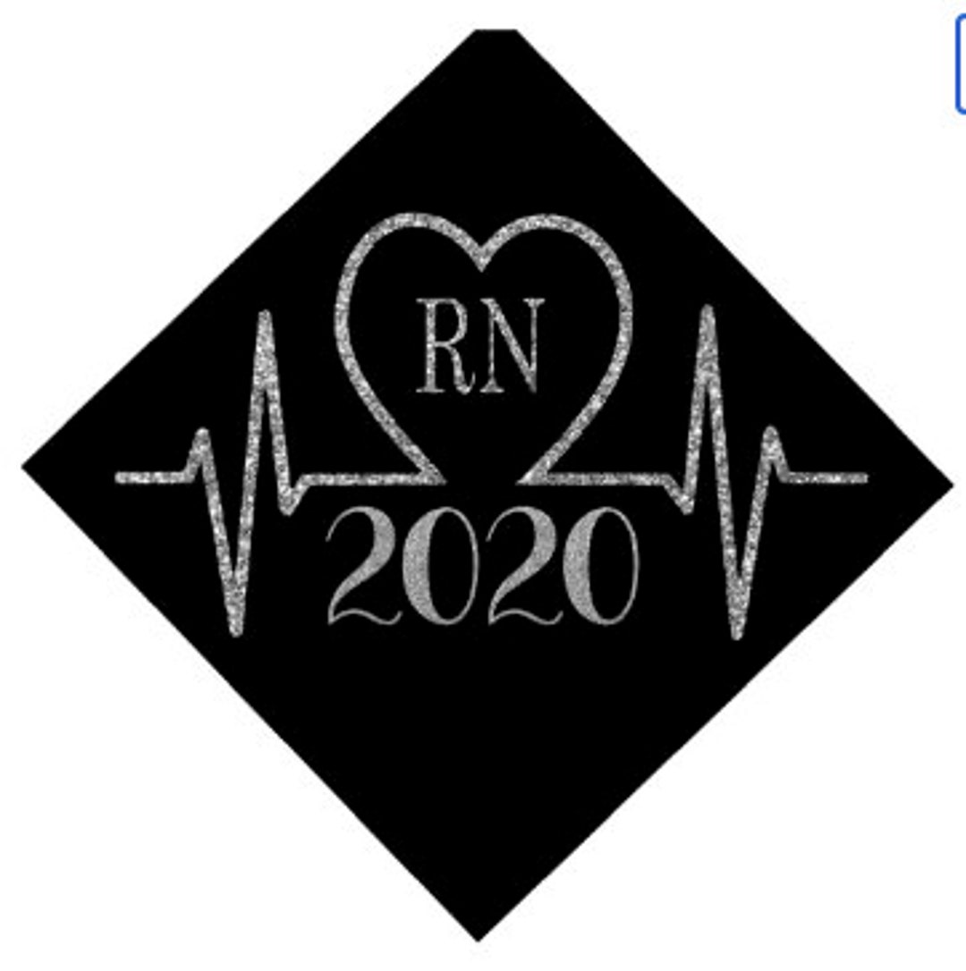 RN Graduation Cap Decal Custom Monogram Decal DIY Grad Hat Name Class of 2020 New RN Etsy