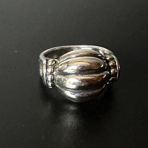 Vintage Sterling Silver Dome Ring: Sculptural Statement Jewelry, Size 5.75
