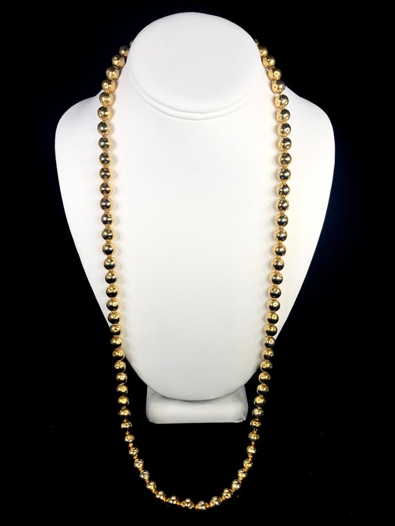 Les Bernard Gold Tone Dimpled Ball Beaded Necklac… - image 9