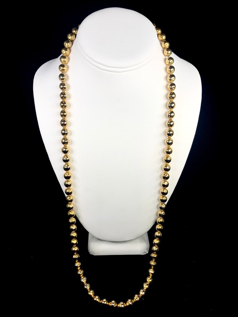 Circa 1963-1990/'s Les Bernard Gold Tone Dimpled Ball Beaded Necklace