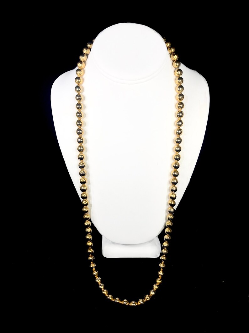 Circa 1963-1990/'s Les Bernard Gold Tone Dimpled Ball Beaded Necklace