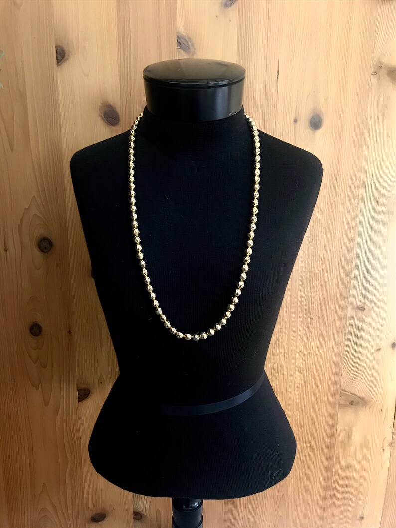 Circa 1963-1990/'s Les Bernard Gold Tone Dimpled Ball Beaded Necklace