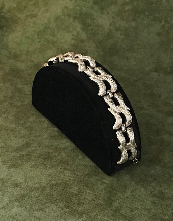 Monet Chunky Silver Tone Basket Weave Bracelet, Vi