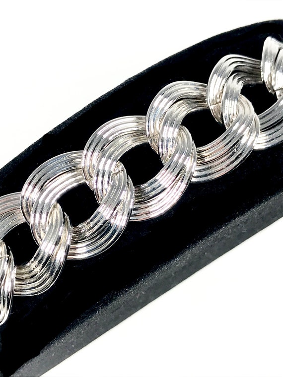 Monet Silver Tone, Double Link, Curb Chain Bracel… - image 8