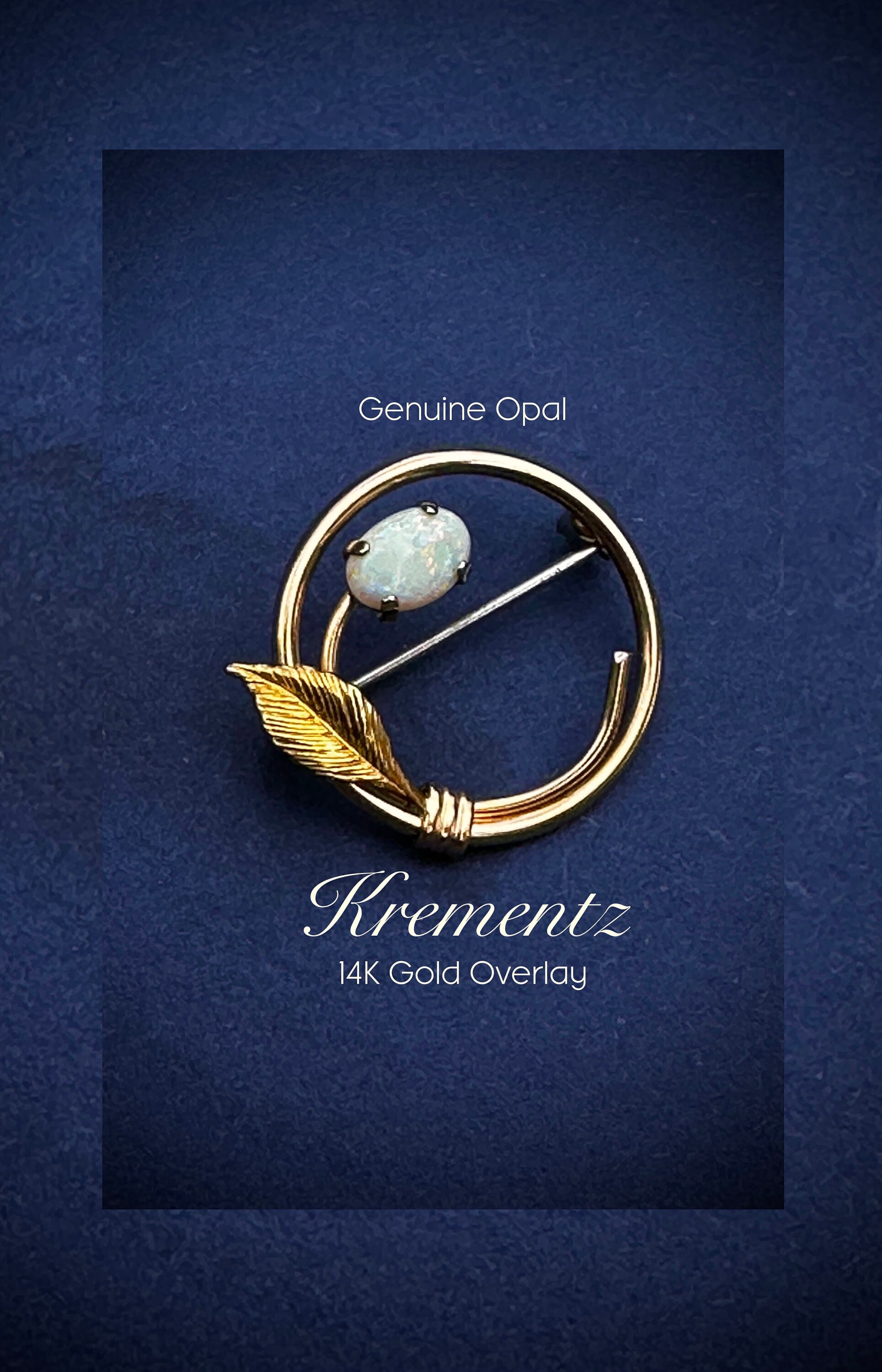 Krementz 14 K Gold Overlay With Opal Flower Circle Brooch