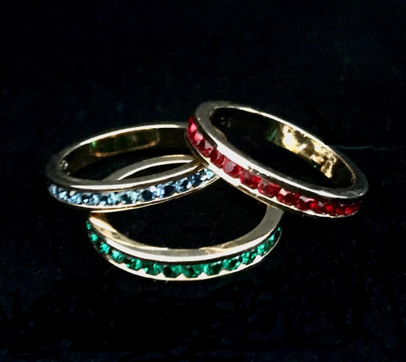 Stackable Rhinestone Eternity Rings, Set of 3, Vi… - image 2