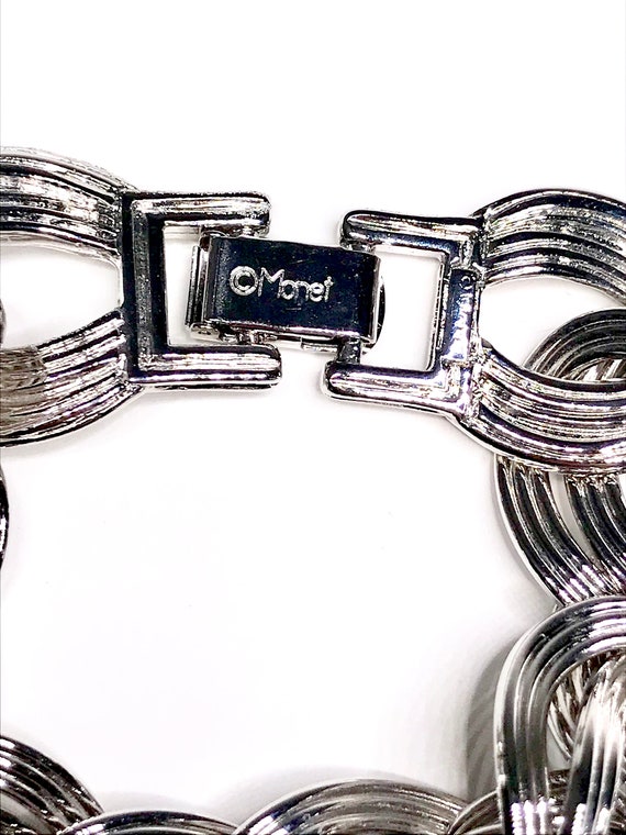 Monet Silver Tone, Double Link, Curb Chain Bracel… - image 9