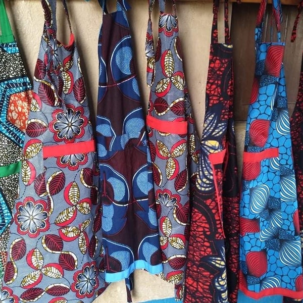 Handmade African Kitengye fabric adult's aprons for aspiring cooks and bakers