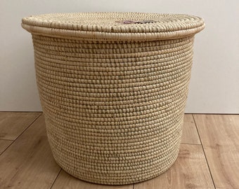 Handwoven Ugandan Grass-Lidded Baskets - Very Large Storage or Laundry Solutions
