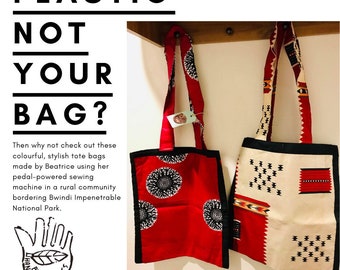 Handmade African Fabric Tote Bag | Reusable Shopping & Everyday Bag | Ethical Gift, Fair Trade Accessories