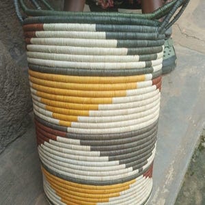 Handwoven Ugandan Grass-Lidded Baskets - Very Large Storage or Laundry Solutions XXL Basket /tray lid