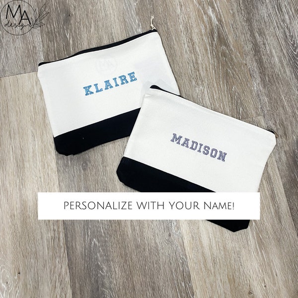 Personalized Name Embroidered Pouch Clutch Bag / Gift / back to school / personalized bag / custom pouch with name / name embroidery