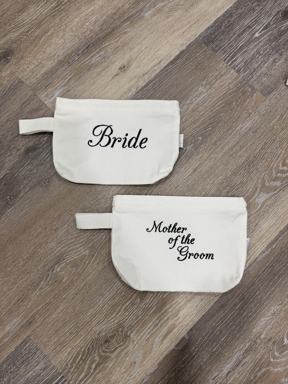 Personalized Embroidered Pouch, Canvas, Clutch, Cosmetic Bag