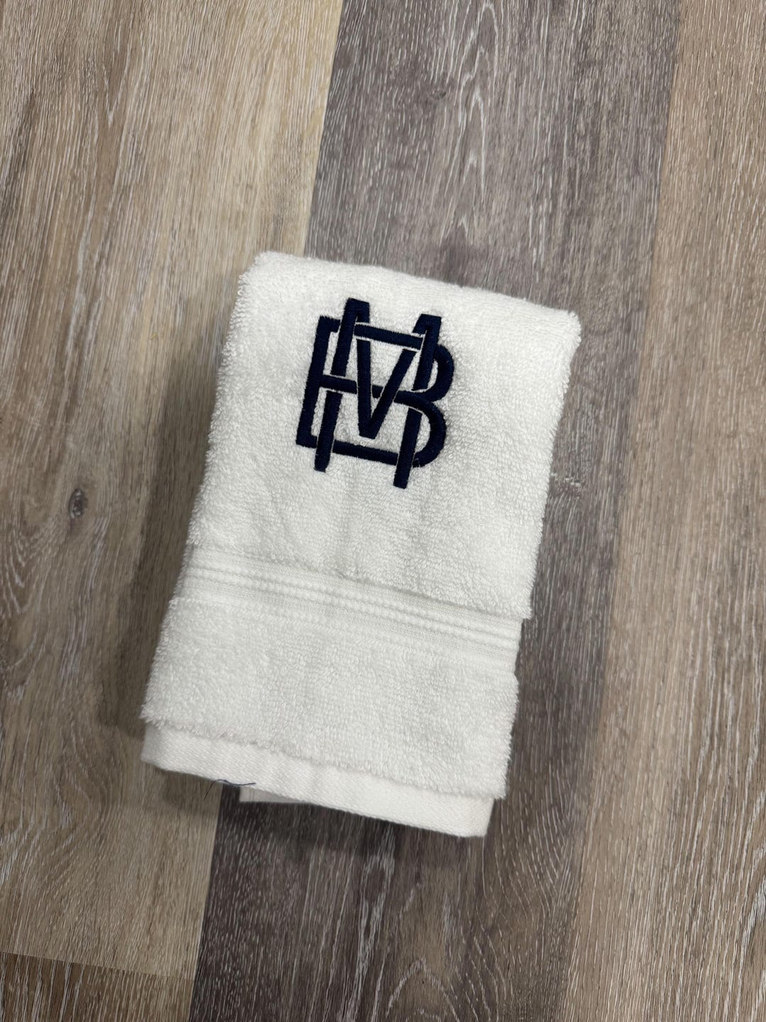 Embroidered 2 Letter Block Monogram Hand Towel: Plush Cotton Terry - M ...
