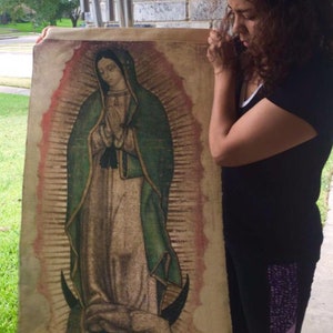 NUESTRA SEÑORA DE GUADALUPE Tilma Replica Yute Sintético Única #madebycatholics(tm) #guadalupereplica #hechoporcatolicos