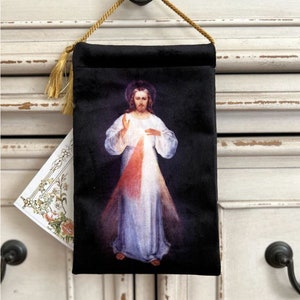 DIVINE MERCY and St FAUSTINA Unique Blessing Carrier Pouch! has 2 sides,is 8 by 5 inches  #madebycatholics (tm) #guadalupereplica