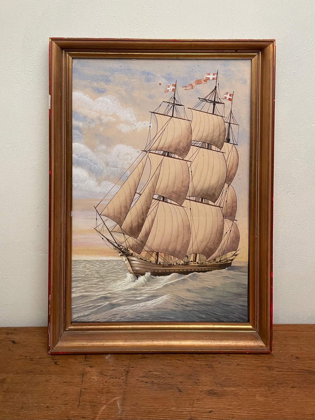 Antique English Nautical Ship Watercolor Painting - Etsy