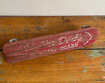 Vintage 1960s Red & White Roller Derby #10 Wood Skateboard Vintage 1960s Red & White Roller Derby #10 Wood Skateboard