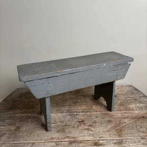 Antique Small Grey Primitive Bench