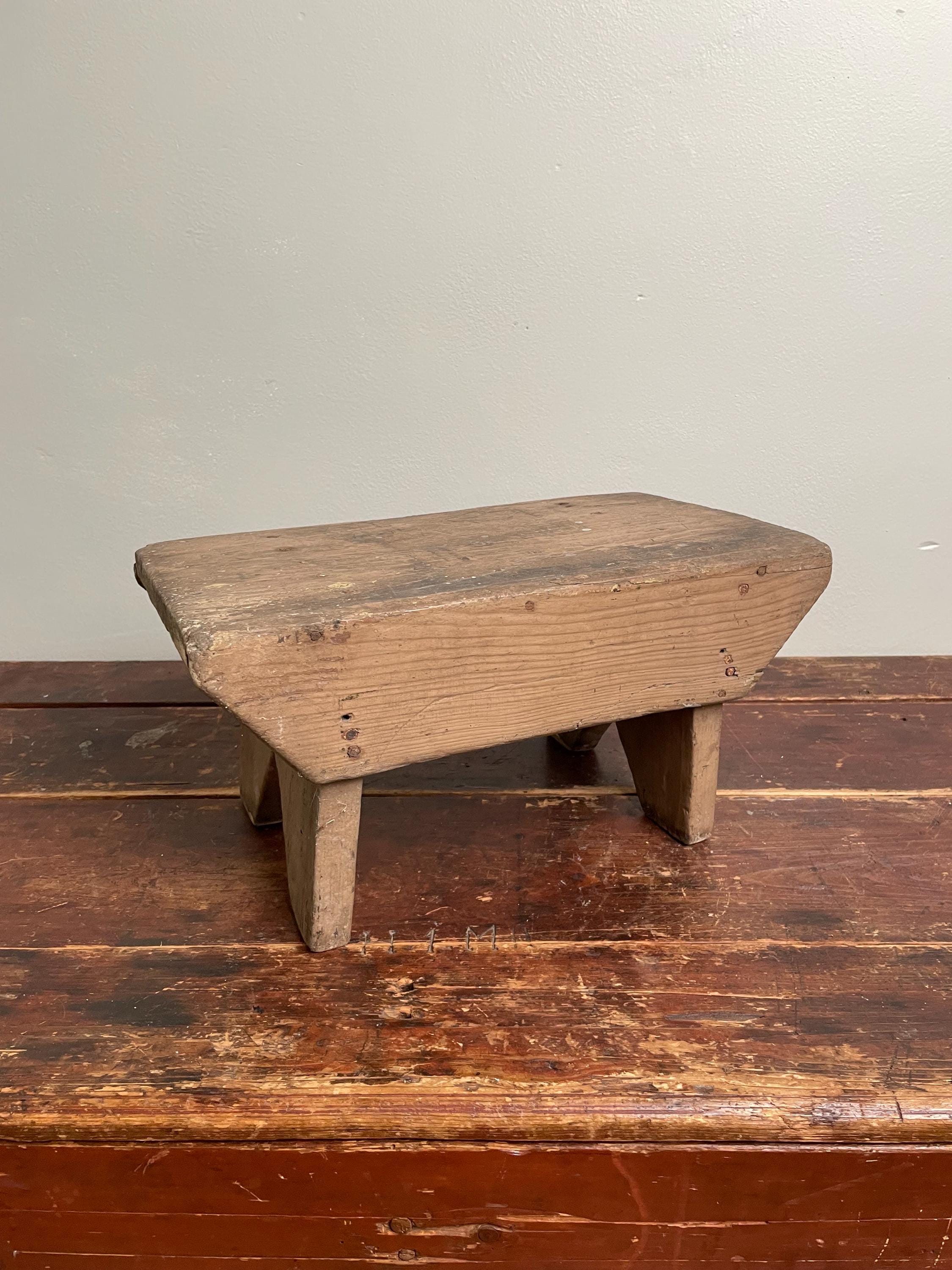 Superb Antique Primitive Wood Step Stool