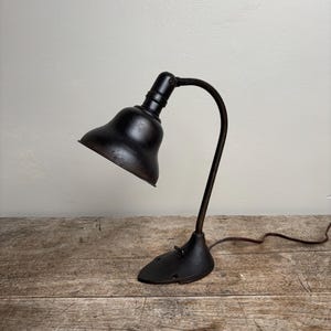 Antique Swivelier Black/Brown Metal Industrial Table Lamp
