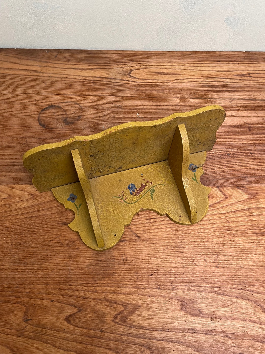Antique Small Handpainted Wood Decorative Shelf Etsy