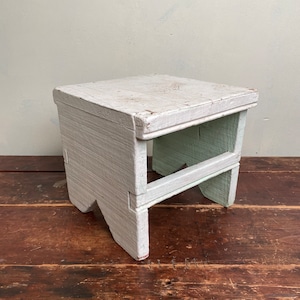Antique Painted White and Mint Step Stool