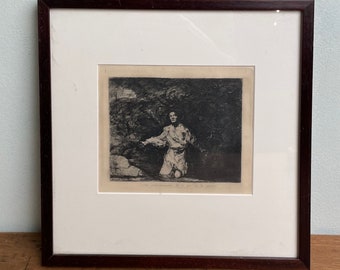 Antique Francisco de Goya "Sad Forebodings" Etching, c. 1815