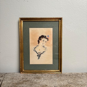 Antique French Small Portrait of a Woman