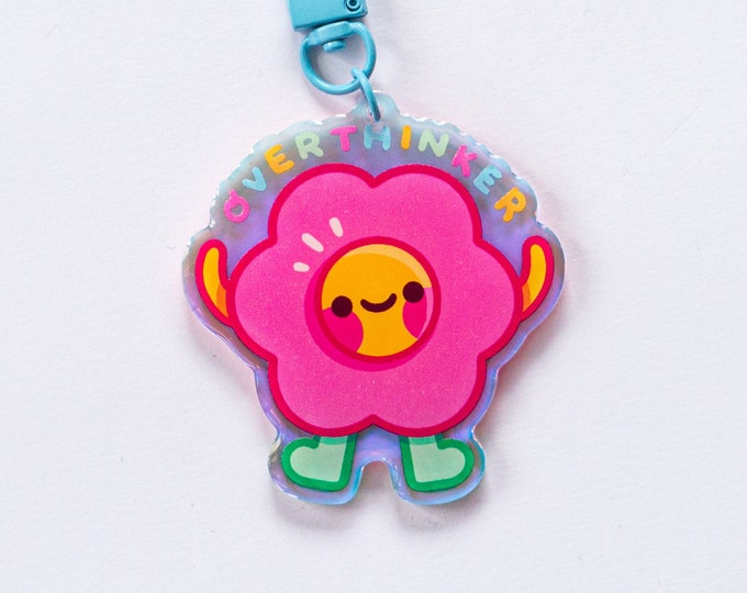 Overthinker Acrylic Keychain, Cute Charms, Rainbow Keychain, Flower ...