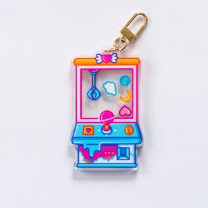 Galaxy Claw Machine Shaker Keychain, Cute Charms, Gamer Keyring, Gamer Gifts, Claw Game Key ring, Claw Machine Charm, Aesthetic Accessories image 1
