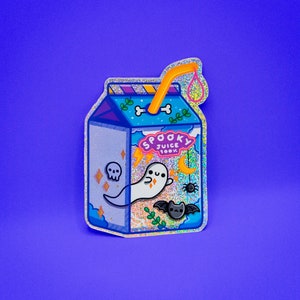 Adesivo com glitter de suco assustador - Halloween - Adesivo colorido - Decalque para laptop - Diário - Planejador - Feito à mão - Fofo e Kawaii
