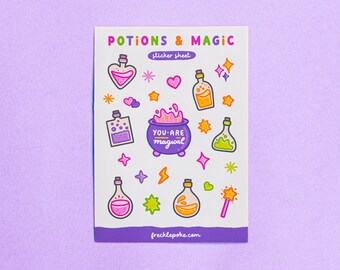 Potions and Magic Sticker Sheet, Kawaii Journal Planner Decals