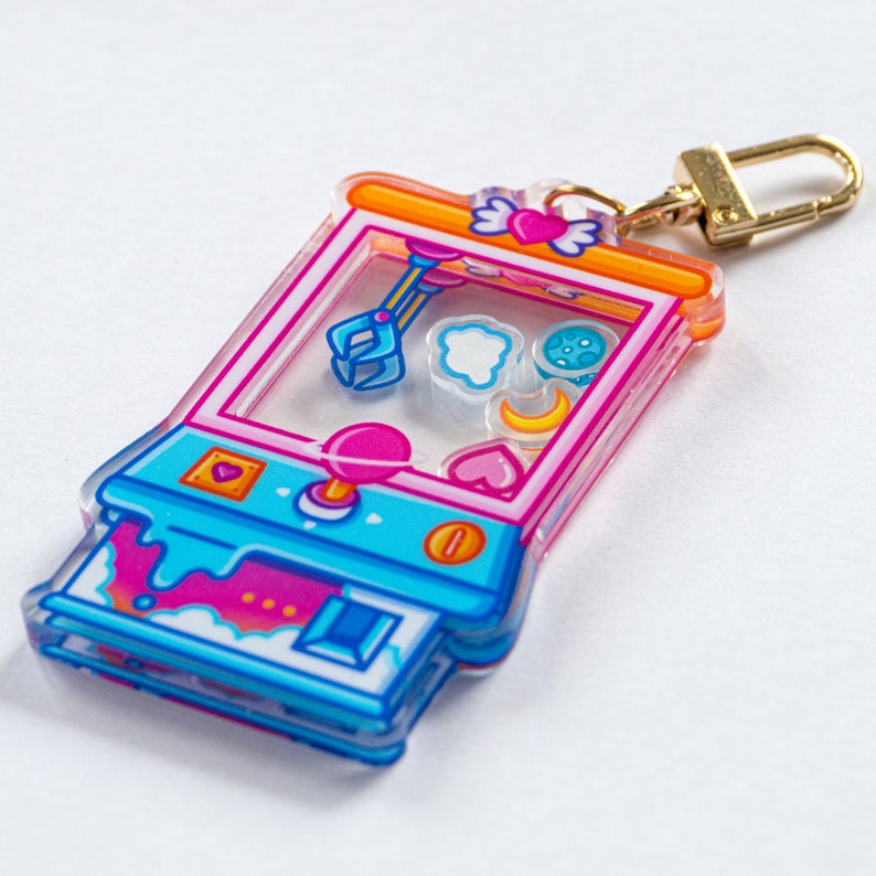 Galaxy Claw Machine Shaker Keychain, Cute Charms, Gamer Keyring, Gamer Gifts, Claw Game Key ring, Claw Machine Charm, Aesthetic Accessories image 2