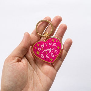 Doing My Best Gold Keyring, Cute Charms, Gold Foil, Positivity Gifts, Heart Keyring, Key ring Charms image 6