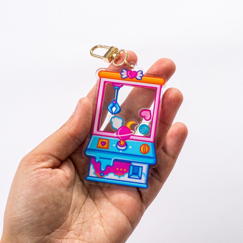 Galaxy Claw Machine Shaker Keychain, Cute Charms, Gamer Keyring, Gamer Gifts, Claw Game Key ring, Claw Machine Charm, Aesthetic Accessories image 4