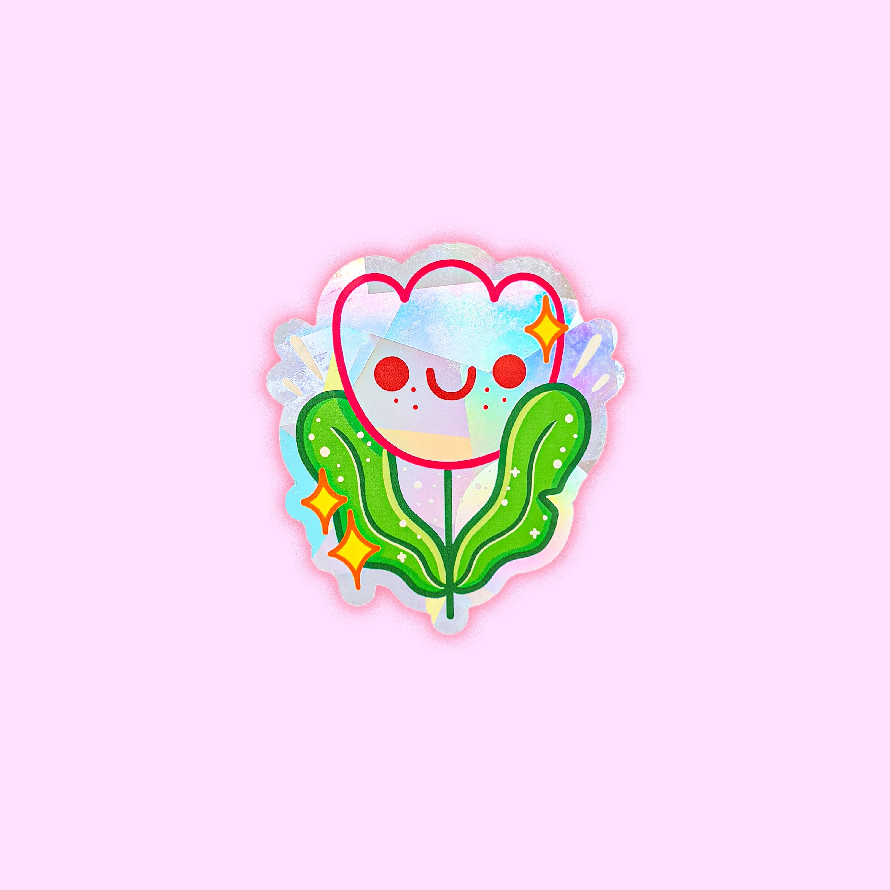 Tulip Suncatcher, Rainbow Cloud Decal, Light Catcher, Window Film, Fun Room Decor, Window Cling, Flower Decor