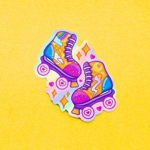 Roller Skates Holographic Sticker - Colourful Sticker - Laptop Decal - Journal - Scrapbook - Planner - Handmade - Cute and kawaii
