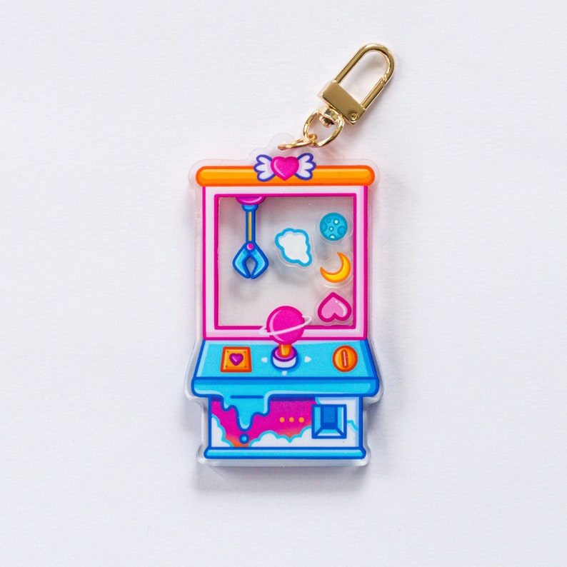 Galaxy Claw Machine Shaker Keychain, Cute Charms, Gamer Keyring, Gamer Gifts, Claw Game Key ring, Claw Machine Charm, Aesthetic Accessories image 1