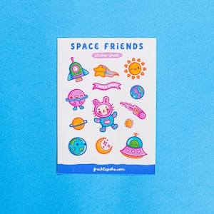 Space Sticker Sheet, Planner Stickers, Cute Stationery, Journal Decals, Laptop stickers, Kawaii Art, Bujo, Galaxy