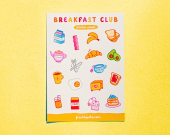 Hoja de pegatinas de desayuno, pegatinas de planificador, papelería linda, calcomanías de diario, pegatinas para portátiles, arte Kawaii, Bujo