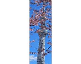 Lienzo impreso: Sakura y Tokyo Skytree - Arte japonés de primavera - Decoración de pared con flores de cerezo