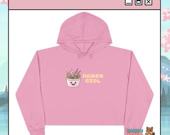 Ramen Girl Cropped Hoodie Women - Kawaii Ramen Crop Top